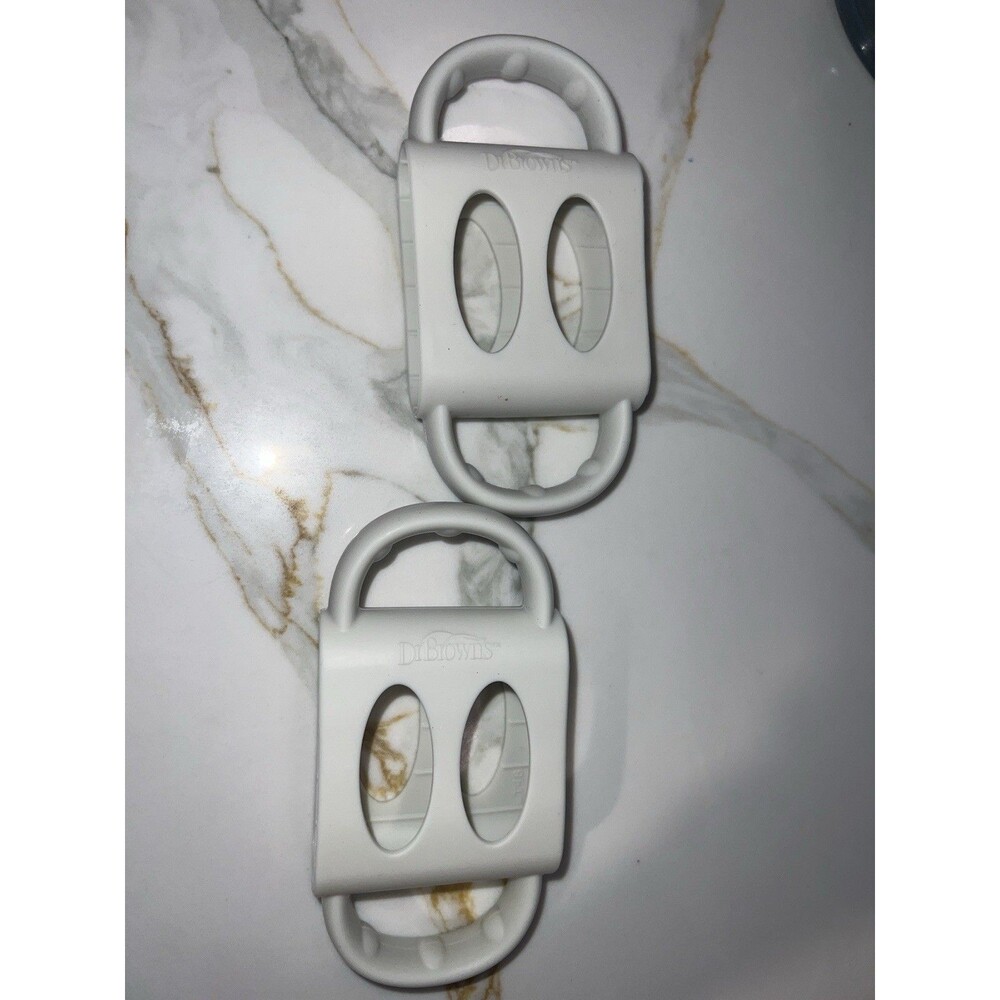Lot of 2 Dr. Brown's Silicone Narrow Baby Bottle Handles Gray